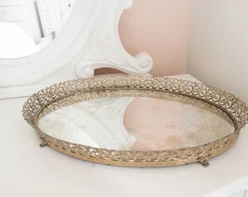 Mirrored Footed Tray