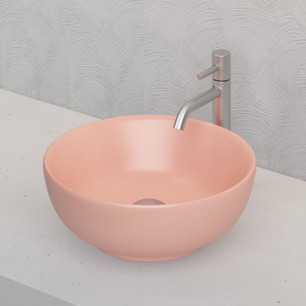 ceramic round art basin matt pink
