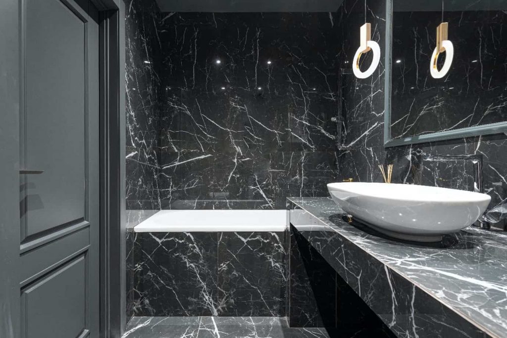 Marble Dark Bathroom Design